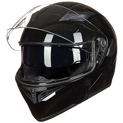 Picture of ILM Motorcycle Dual Visor Flip up Modular Full Face Helmet DOT LED Light (L, WHITE - LED)