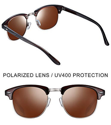 Picture of Joopin Semi Rimless Polarized Sunglasses Women Men Retro Brand Sun Glasses (Brown)