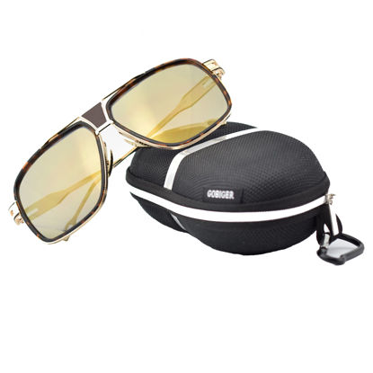 Picture of Gobiger Aviator Sunglasses for Men 100% UV Protection Goggle Alloy Frame 59mm Lens Width (Gold Frame, Gold)