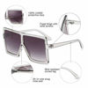 Picture of GRFISIA Square Oversized Sunglasses for Women Men Flat Top Fashion Shades (Clear Gray Frame- Gray Lens, 2.56)