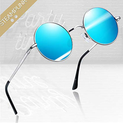 Picture of Joopin Polarized Lennon Round Sunglasses Women Men Circle Hippie Sun Glasses (Blue +Green)