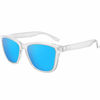 Picture of MEETSUN Polarized Sunglasses for Women Men Classic Retro Designer Style (Clear Frame/BLue Mirrored Lens, 54)