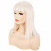 Picture of Morvally Short Straight Bob Wig Heat Resistant Hair with Blunt Bangs Natural Looking Cosplay Costume Daily Wigs (14", Blonde)