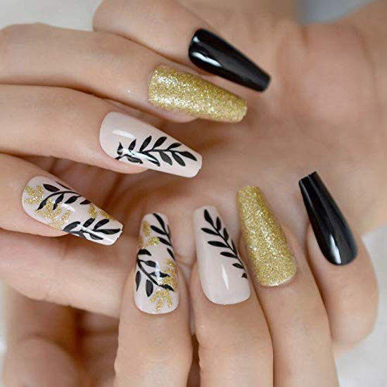 Amazon.com: Long Press on Nails Stiletto Fake Nails Nude with Swirl Designs  Glue on Nails Extra Long Coffin False Nails Glossy Acrylic Stick on Nails  Summer Cool Artificial Nails for Women 24Pcs :