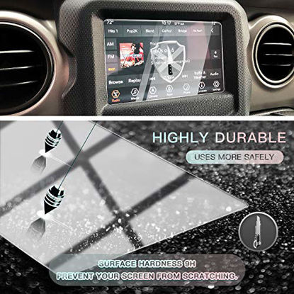 Picture of CDEFG for 2018 2019 2020 Wrangler JL/ 2020 Gladiator JT Center Control Touchscreen Navigation Touch Screen Protector, HD Clear Tempered Glass 9H Scratch Resistance (7IN)