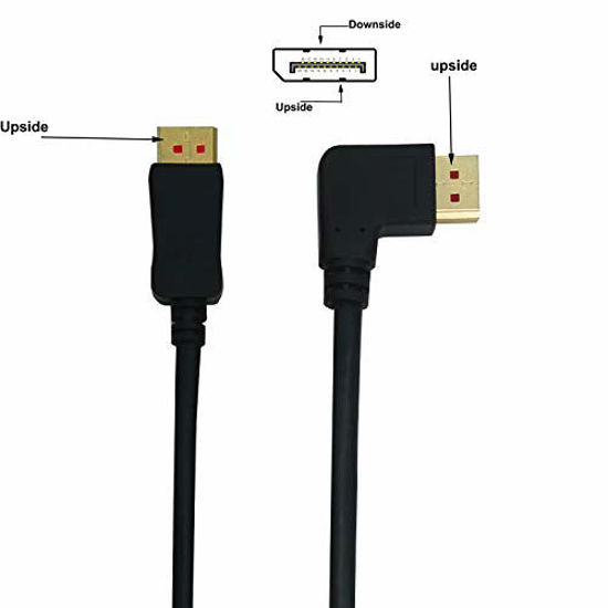 GetUSCart 8K/60Hz 90 Degree Angle Displayport 1.4 Cable DP Male to Male with 8K/60Hz, 4K/144Hz
