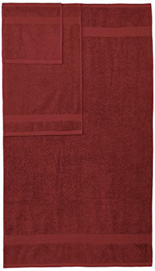 Picture of AmazonBasics 6-Piece Fade-Resistant Cotton Bath Towel Set - Crimson Red