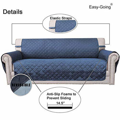 Picture of Easy-Going Sofa Slipcover Reversible Sofa Cover Water Resistant Couch Cover Furniture Protector with Elastic Straps for Pets Kids Children Dog Cat (Oversized Sofa, Dark Blue/Light Blue)
