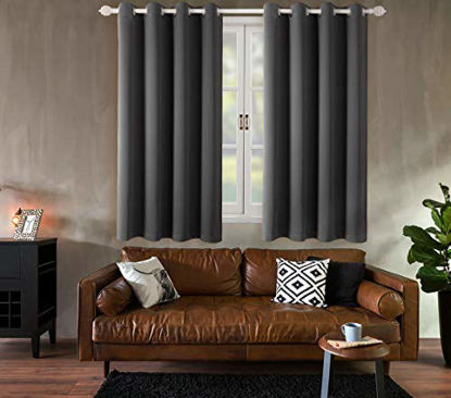 Picture of BGment Blackout Curtains - Grommet Thermal Insulated Room Darkening Bedroom and Living Room Curtain, Set of 2 Panels (52 x 54 Inch, Dark Grey)