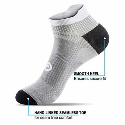 Picture of PAPLUS Compression Running Socks for Men & Women, Ankle Socks for Runners, Plantar Fasciitis, Cycling, Athletic, Gym, Low Cut No Show Athletic Socks with Arch Support