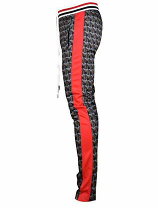 Picture of SCREENSHOTBRAND-P11864 Mens Hip Hop Premium Slim Fit Track Pants - Athletic Jogger Pattern Print Taping Bottoms,P11864-brown,Large