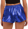 Picture of Tandisk Women's Yoga Hot Shorts Shiny Metallic Pants with Elastic Drawstring (Blue, M)
