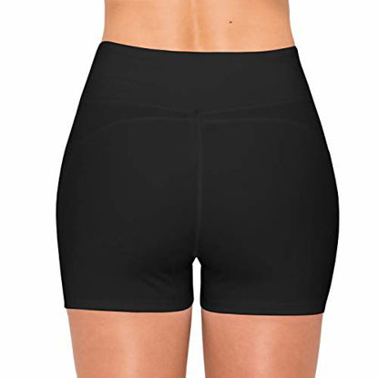 Picture of ALWAYS Women's 3" Bike Shorts with Pockets - High Waist Compression Running Workout Athletic Yoga Pants Black M