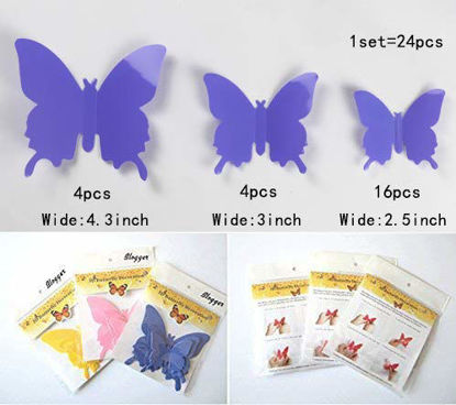Picture of 24pcs 3D Butterfly Removable Mural Stickers Wall Stickers Decal for Home and Room Decoration (Indigo)