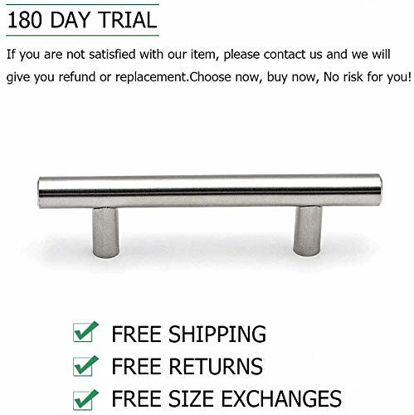 Picture of homdiy Cabinet Handles Brushed Nickel Drawer Pulls - HD201SN Cabinet Hardware Stainless Steel Kitchen Cupboard Handles Cabinet Handles,30 Pack 3-1/2in Hole Centers Handles for Dresser Drawers