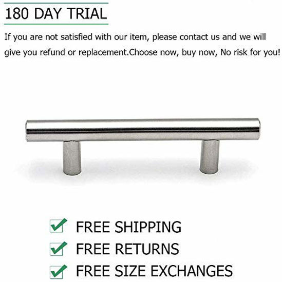 Picture of homdiy Cabinet Handles Brushed Nickel Drawer Pulls - HD201SN Cabinet Hardware Stainless Steel Kitchen Cupboard Handles Cabinet Handles,30 Pack 3-1/2in Hole Centers Handles for Dresser Drawers