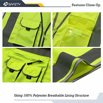 Picture of JKSafety 9 Pockets Class 2 High Visible Reflective Safety Vest Zipper Front Breathable Lining£¬Orange-Black Meets ANSI/ISEA Standards(Medium, Orange-Black£