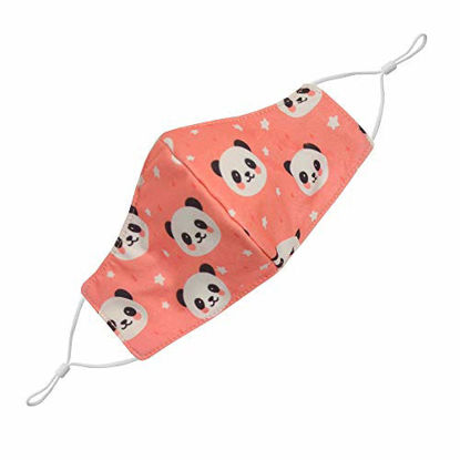 Picture of Youth Washable Face Mask with Adjustable Earloops & Nose Wire - 3 Layers, 100% Cotton Inner Layer - Ages: 6-12 - Cloth Reusable Face Protection with Filter Pocket (Pink Panda)