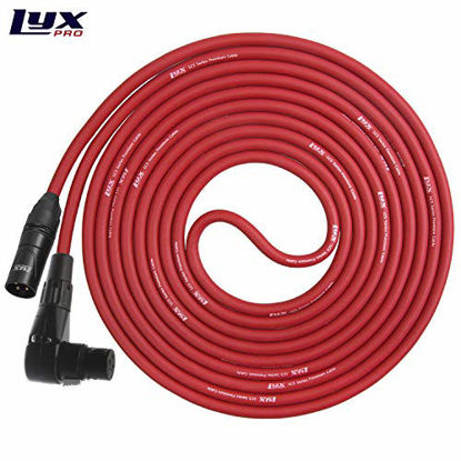 Picture of LyxPro 1.5 Feet Right Angle XLR Female to Male 3 Pin Mic Cord for Powered Speakers Audio Interface Professional Pro Audio Performance Camcorders DSLR Video Cameras and Recording Devices - Red