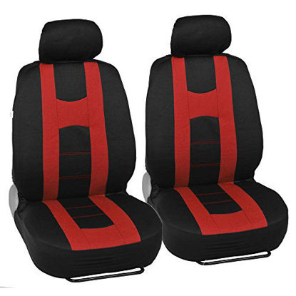 Picture of BDK Rome Sport Red Car Seat Covers Full Set Combo with Floor Mats - Front and Rear Seat Cover & Floor Mat Set, Stylish Protection with Two-Tone Color Accents, Universal Fit for Car Truck Van SUV