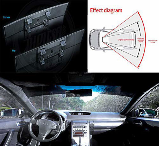 Picture of ICBEAMER 10.6" 270mm Easy Clip on Universal Fit Wide Angle Panoramic Auto Interior Rearview Mirror Flat Clear Surface