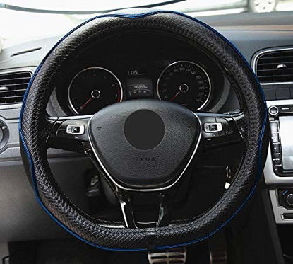 Picture of Mayco Bell Microfiber Leather Steering Wheel Cover (D-Shape, Black Blue)