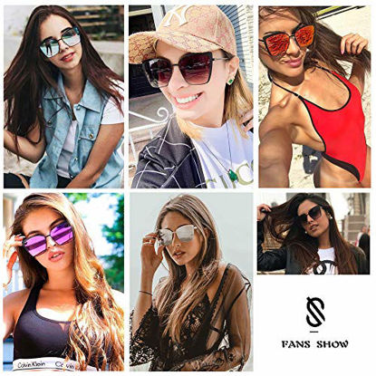 Picture of SOJOS Cateye Sunglasses for Women Fashion Mirrored Lens Metal Frame SJ1086 with Matte Black Frame/Red Mirrored Lens