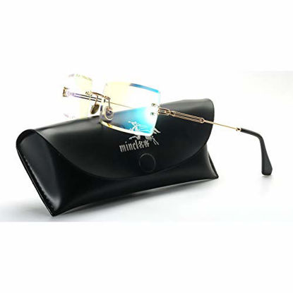 Picture of MINCL/Fashion Small Rectangle Sunglasses Women Ultralight Candy Color Rimless Ocean Sun Glasses (2pcs-pink mirror&green mirror)