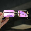 Picture of MINCL/Fashion Small Rectangle Sunglasses Women Ultralight Candy Color Rimless Ocean Sun Glasses (2pcs-pink mirror&green mirror)