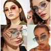 Picture of MINCL/Fashion Small Rectangle Sunglasses Women Ultralight Candy Color Rimless Ocean Sun Glasses (purple&brown&clear)