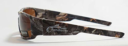 Picture of Fishoholic Polarized Fishing Sunglasses (5 Color Options: BlueMirror. Ice. Amber Lens w Camo or Matte Blk) Free Hard Case & Pouch UV400. Great Fishing Gift (camo)