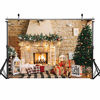 Picture of Haboke 7x5ft Soft Durable Fabric Christmas Fireplace Theme Backdrop for Photography Christmas Tree Gift Decorations for Xmas Party Supplies Background Pictures Banner Photo Studio Decor Booth Props