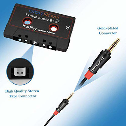 Picture of DIGITNOW 3.5mm Car Audio Cassette Adapter for Smartphone/MP3 Player/CD Player/Mini Disk Player iPhone/iPod, 4.6 Inch Cable(Black)