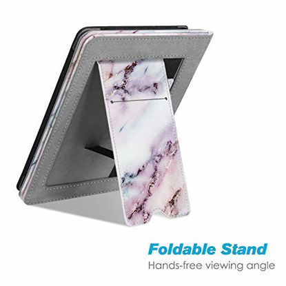 Picture of Fintie Stand Case for Kindle Paperwhite (Fits All-New 10th Generation 2018 / All Paperwhite Generations) - Premium PU Leather Protective Sleeve Cover with Card Slot and Hand Strap, Marble Pink
