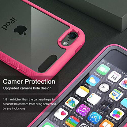 Picture of iPod Touch 7th Generation Case, IDweel Armor Shockproof Case Build in Screen Protector Heavy Duty Full Protection Shock Resistant Hybrid Rugged Cover for Apple iPod Touch 5/6/7th Generation, Rose