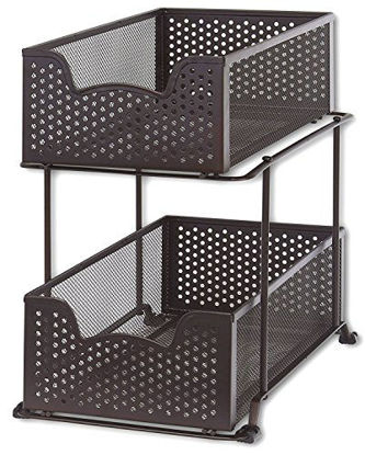 Picture of SimpleHouseware 2 Tier Sliding Cabinet Basket Organizer Drawer, Bronze