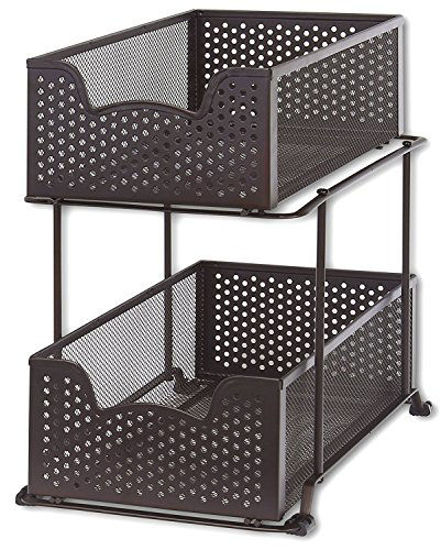 Picture of SimpleHouseware 2 Tier Sliding Cabinet Basket Organizer Drawer, Bronze