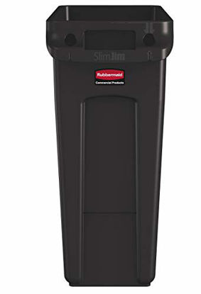 Picture of Rubbermaid Commercial Products 1956181 Slim Jim Trash/Garbage Can with Venting Channels, 16 Gallon, Brown (Pack of 4)