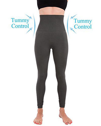 Picture of Homma Activewear Thick High Waist Tummy Compression Slimming Body Leggings Pant (Medium, Charcoal)