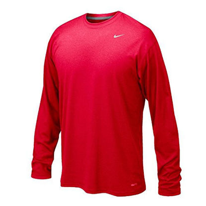 Picture of Nike Mens Legend Poly Long Sleeve Dri-Fit Training Shirt University Red/Matter Silver 384408-657 Size Small