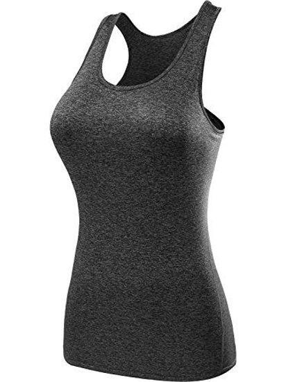 Neleus Women's 3 Pack Compression Workout Long Tank Top,Black,Grey,White,US  XL,EU 2XL