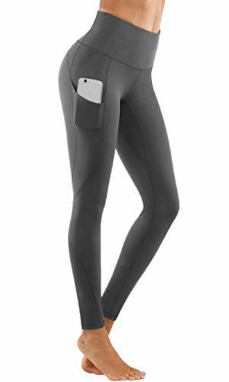 GetUSCart- Lingswallow High Waist Yoga Pants - Yoga Pants with Pockets  Tummy Control, 4 Ways Stretch Workout Running Yoga Leggings (Grey, X-Small)