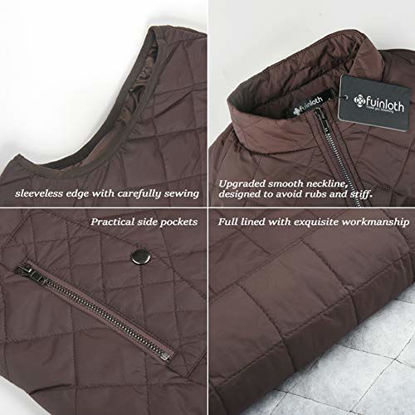 Picture of Fuinloth Women's Padded Vest, Stand Collar Lightweight Zip Quilted Gilet Chocolate XL