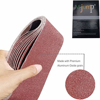 Picture of M-jump 18 PCS 3 x 21 inch Aluminum Oxide Sanding Belt Kit-Include 3 Each of 60 80 120 150 240 400 Grits-Premium Sandpaper Sander Belt for Portable Belt Sander