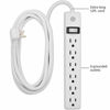 Picture of GE 6 Outlet Power Strip, 12 Ft Long Extension Cord, Flat Plug, 3 Prong Outlets, UL Listed, White, 45195