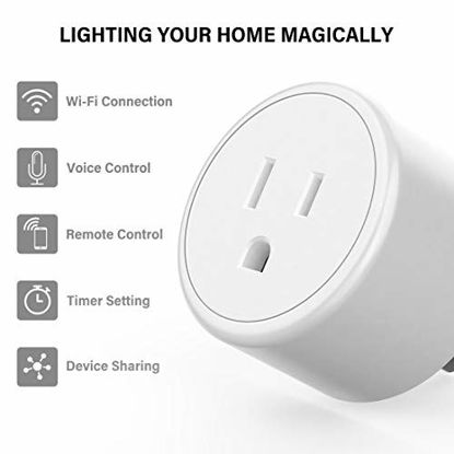 Picture of Mini Smart Plugs - Aoycocr WiFi Outlet Compatible with Alexa, Google Home Assistant, Remote Control with Timer Function Switch,ETL/FCC/Rohs Listed Socket, White(2 Pack)