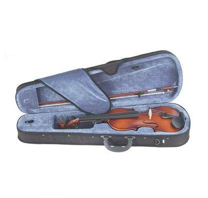 Picture of Mendini 1/10 MV300 Solid Wood Satin Antique Violin with Hard Case, Shoulder Rest, Bow, Rosin and Extra Strings