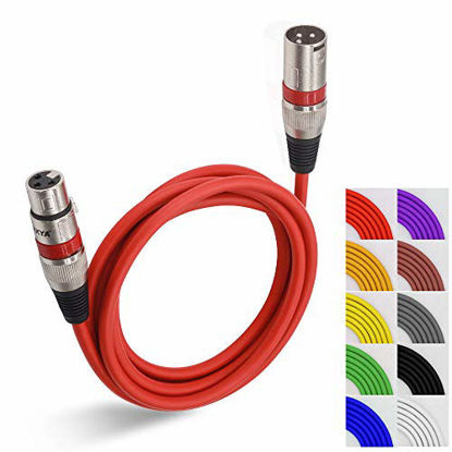 Picture of EBXYA XLR Microphone Cable 2 Feet Short Patch Cable 10 Color Packs- 3 Pins XLR Male to Female Balanced