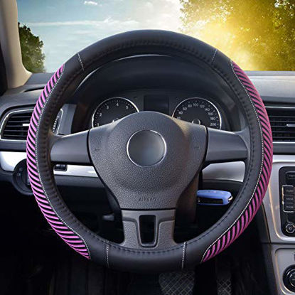 Picture of BOKIN Steering Wheel Cover, Microfiber Leather and Viscose, Breathable, Warm in Winter and Cool in Summer, Universal 15 Inches (New Purple)