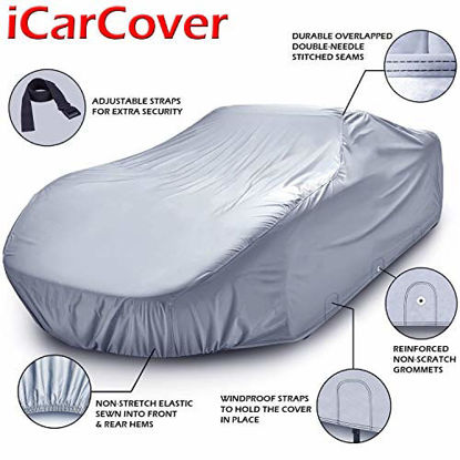 Picture of 10-Layers All Weather Waterproof Snow Rain UV Sun Dust Protection Automobile Outdoor Coupe Sedan Hatchback Wagon Custom-Fit Full Body Auto Vehicle Car Cover - for Cars Up to 195
